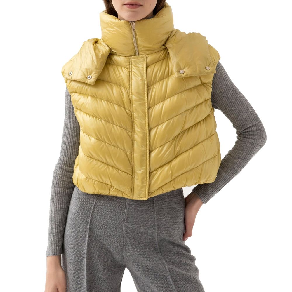 Herno Yellow Padded High Neck Sleeveless Gilet Jacket for Women