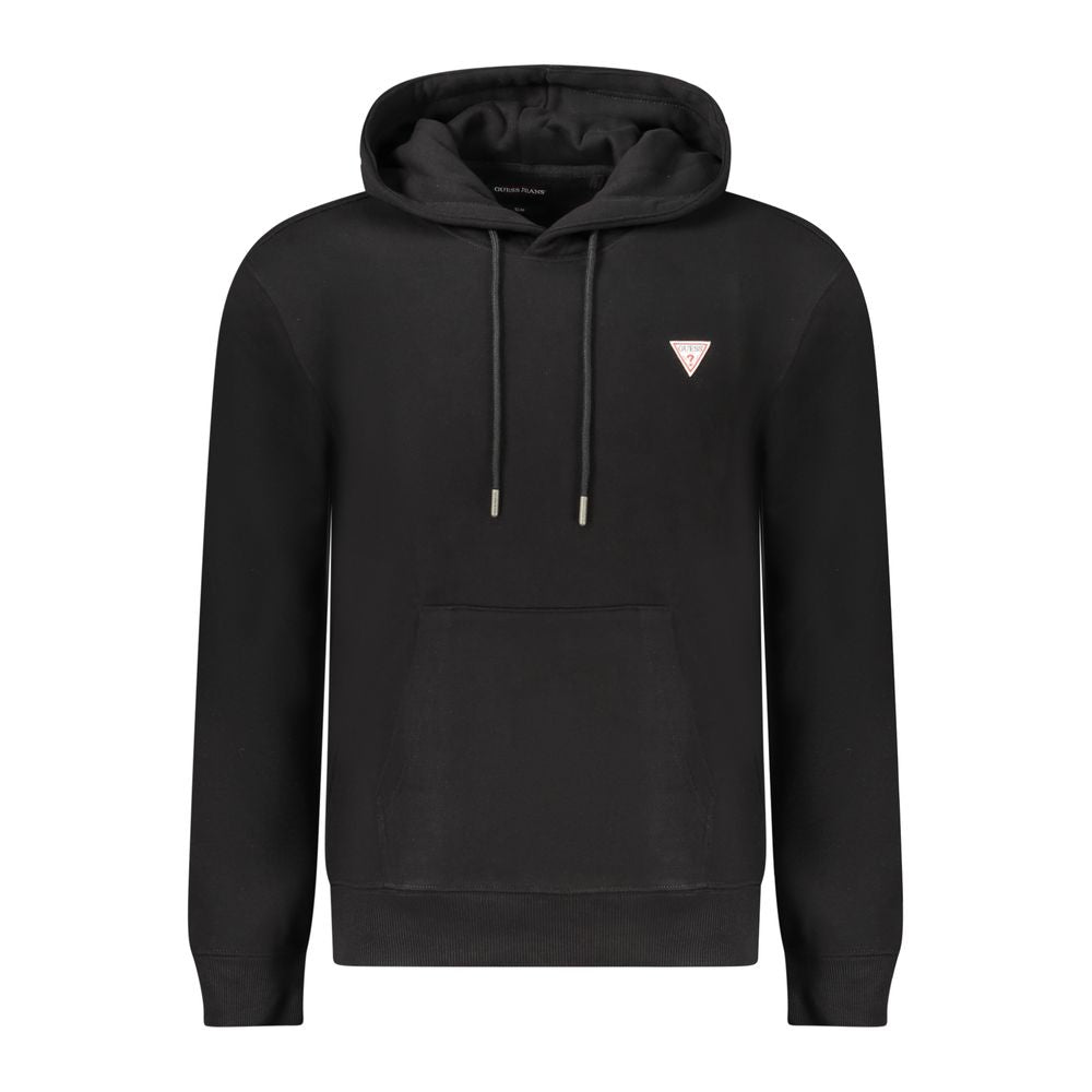 GUESS JEANS Black Cotton Men Sweatshirt Slim Fit Hooded