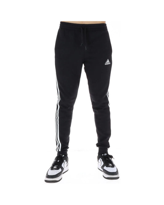 Adidas Black Cotton Athletic 3 Stripe Joggers for Men