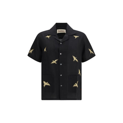 Baziszt Black Cotton Pattern Shirt - COLUMBUS SHIRT SS26