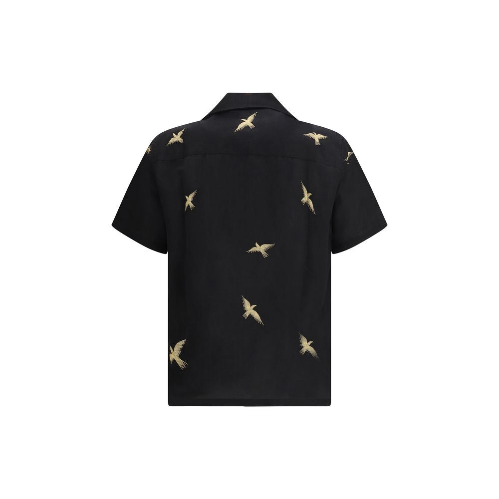 Baziszt Black Cotton Pattern Shirt - COLUMBUS SHIRT SS26