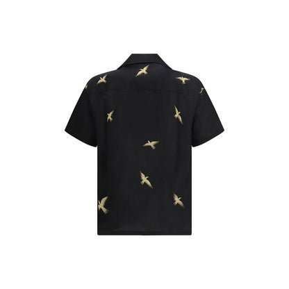 Baziszt Black Cotton Pattern Shirt - COLUMBUS SHIRT SS26