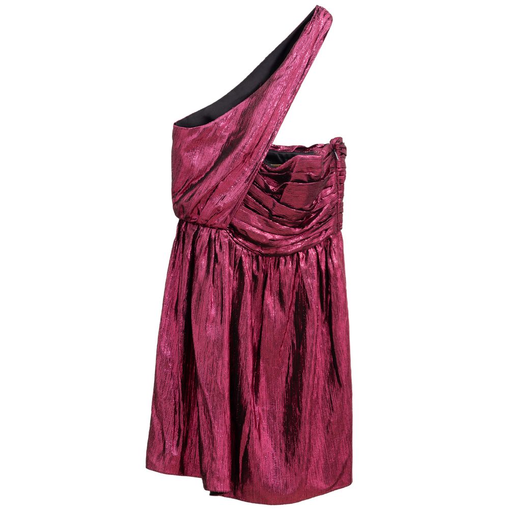 Saint Laurent Fuchsia One Shoulder Disco Mini Dress