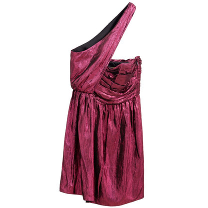 Saint Laurent Fuchsia One Shoulder Disco Mini Dress