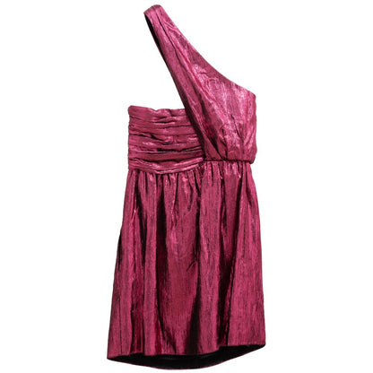 Saint Laurent Fuchsia One Shoulder Disco Mini Dress