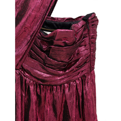 Saint Laurent Fuchsia One Shoulder Disco Mini Dress