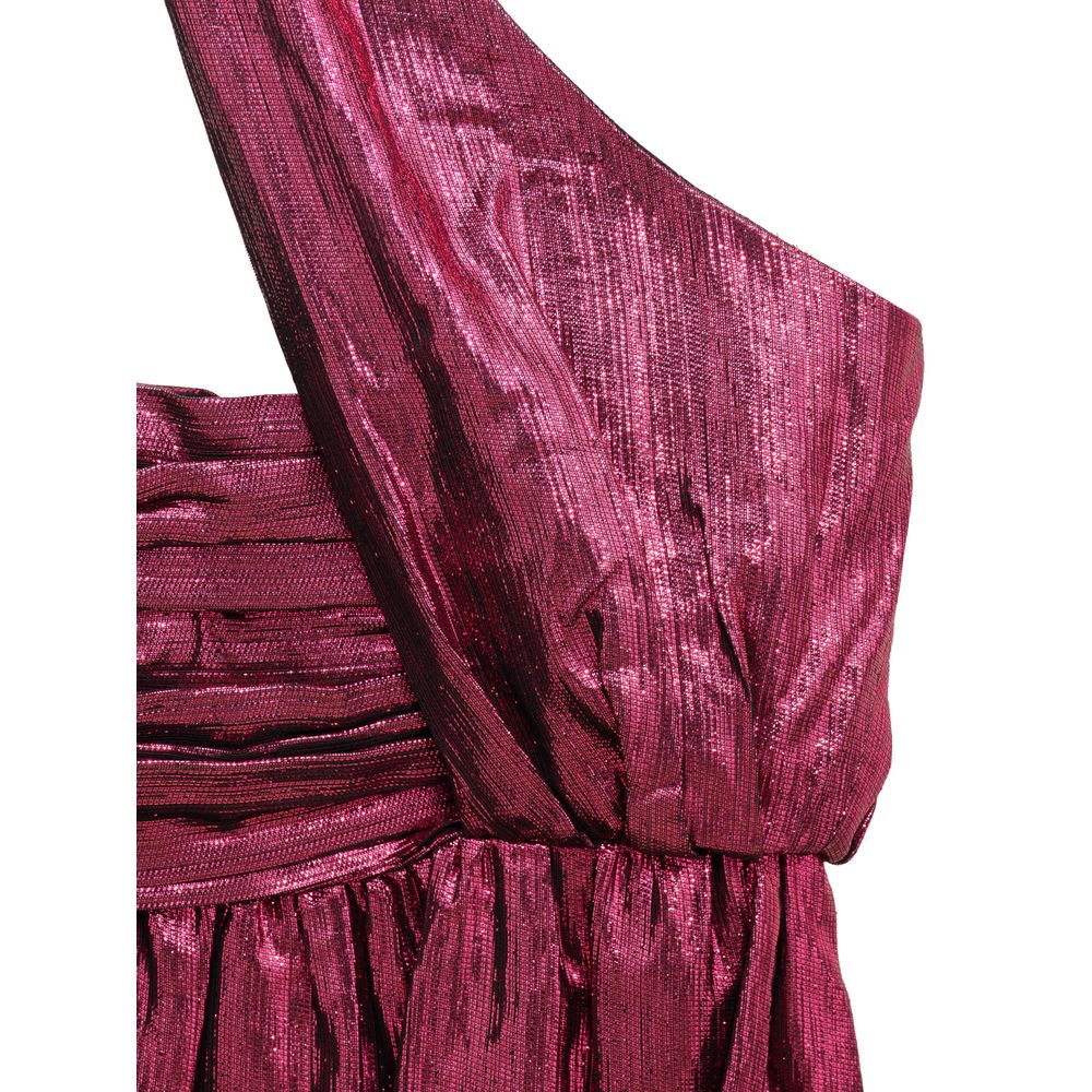 Saint Laurent Fuchsia One Shoulder Disco Mini Dress