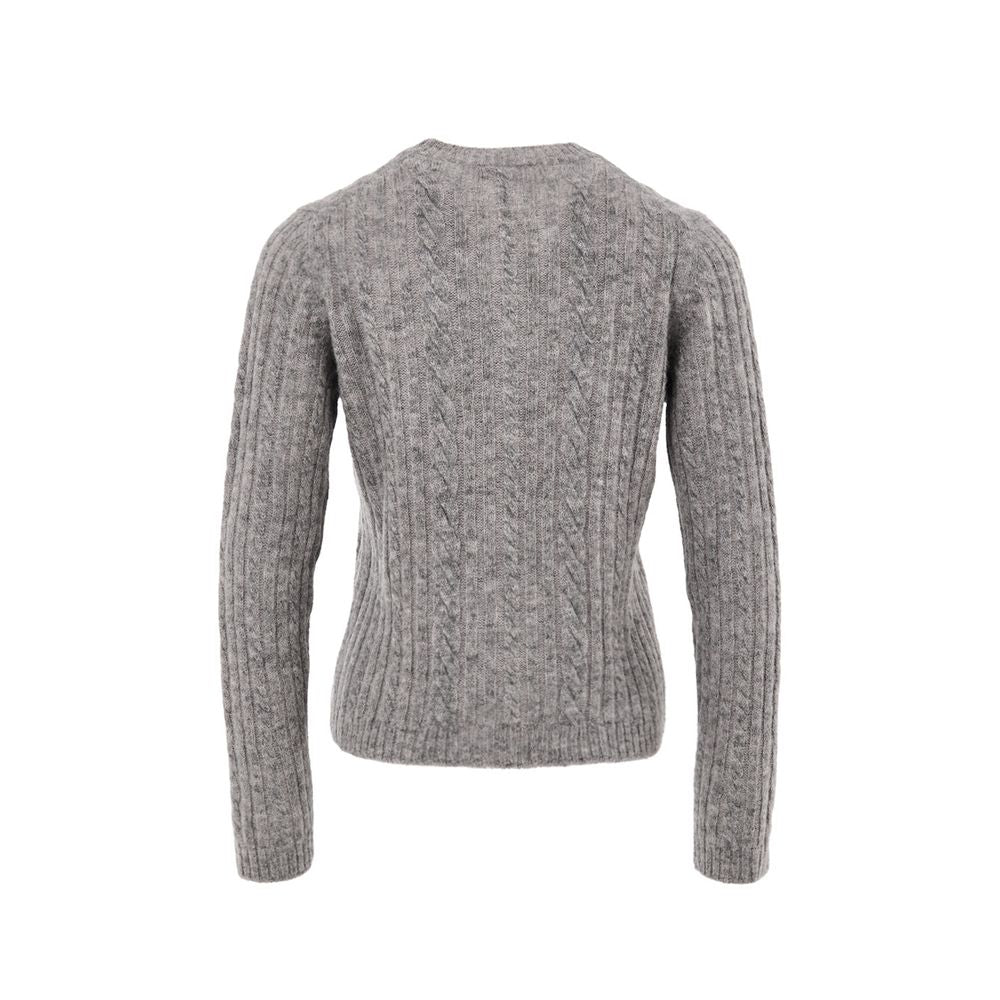 Gran Sasso Gray Wool Cardigan - Elegant Cable-Knit Comfort