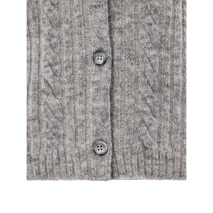 Gran Sasso Gray Wool Cardigan - Elegant Cable-Knit Comfort