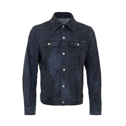 Dolce & Gabbana Dark Blue/Grey Coated-Effect Cotton Denim Jacket