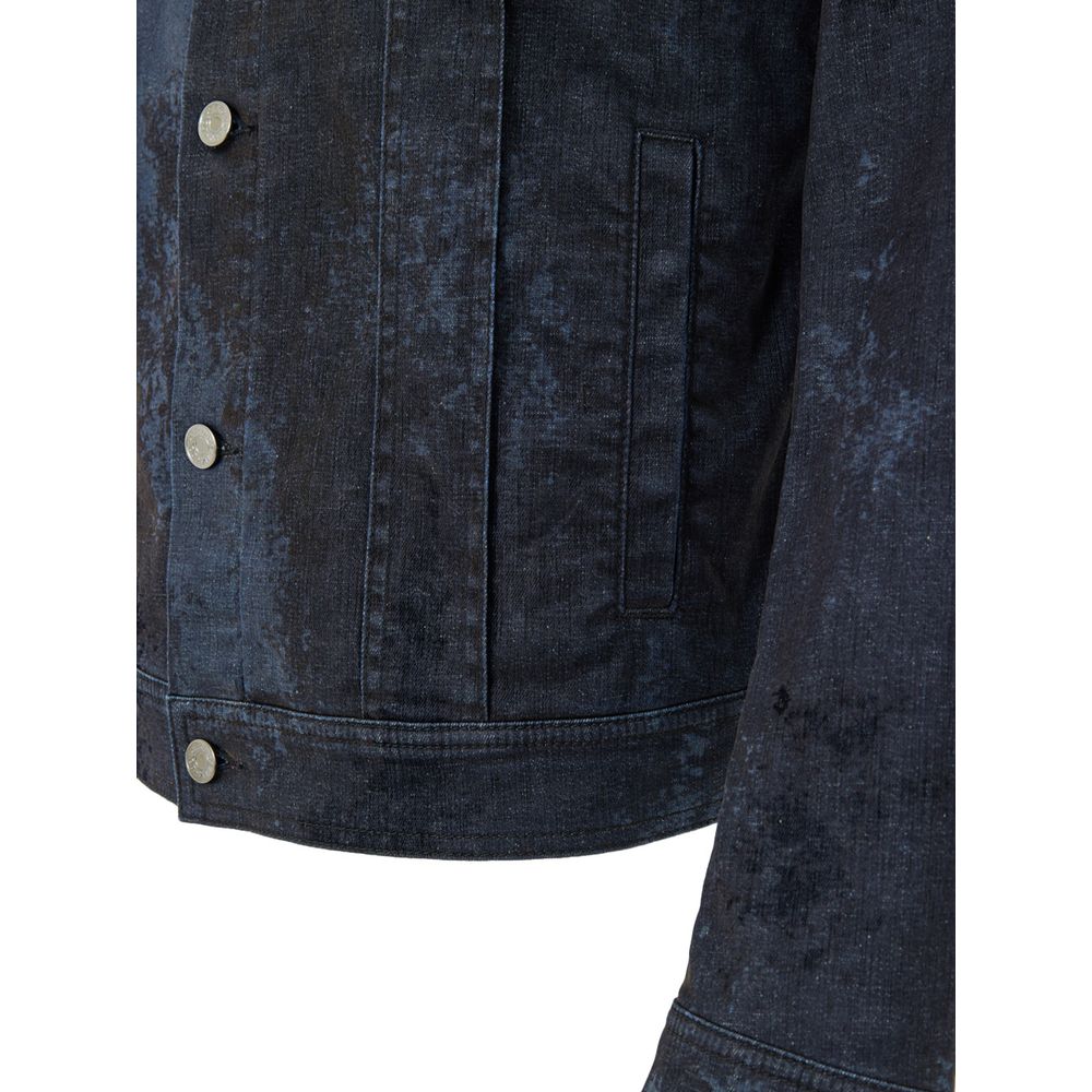 Dolce & Gabbana Dark Blue/Grey Coated-Effect Cotton Denim Jacket