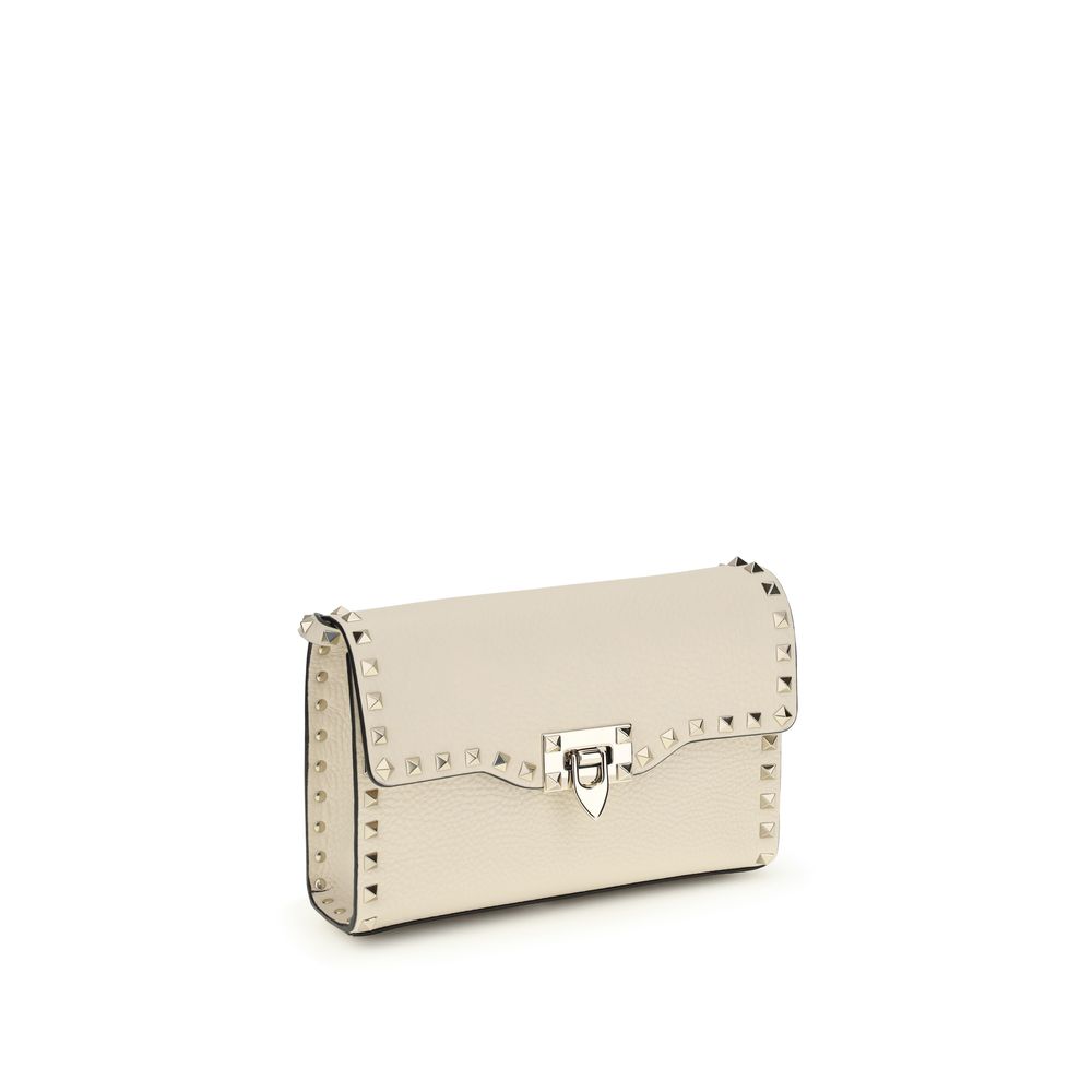Valentino Garavani Cream Calf Leather Rockstuds Crossbody Bag