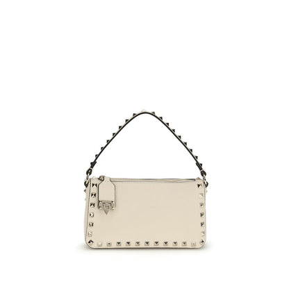Valentino Garavani Cream Calf Leather Rockstud Shoulder Bag