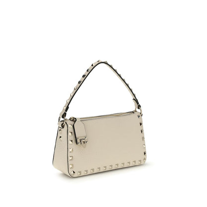 Valentino Garavani Cream Calf Leather Rockstud Shoulder Bag
