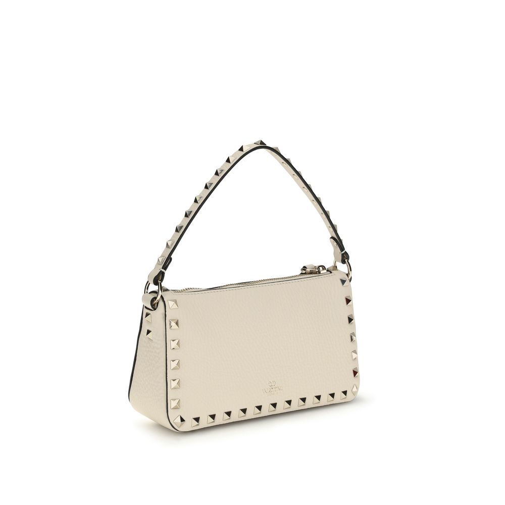 Valentino Garavani Cream Calf Leather Rockstud Shoulder Bag