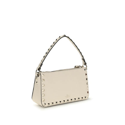 Valentino Garavani Cream Calf Leather Rockstud Shoulder Bag