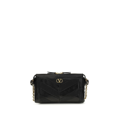 Valentino Garavani Black Calf Leather Bos Taurus Shoulder Bag