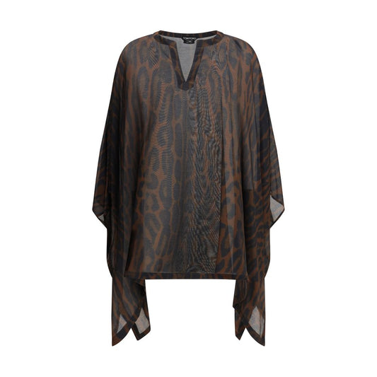 Tom Ford Brown Leopard Silk Blend Kaftan Dress