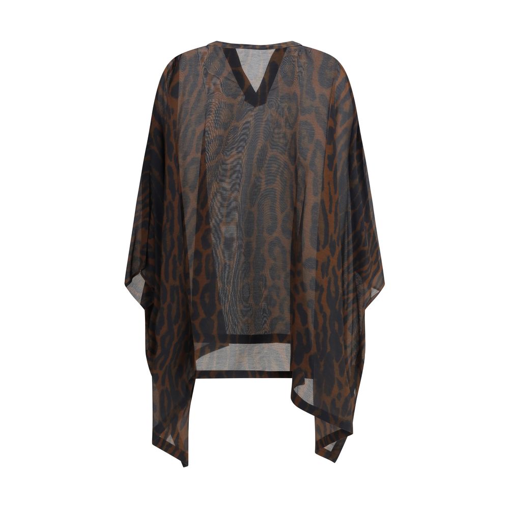 Tom Ford Brown Leopard Silk Blend Kaftan Dress