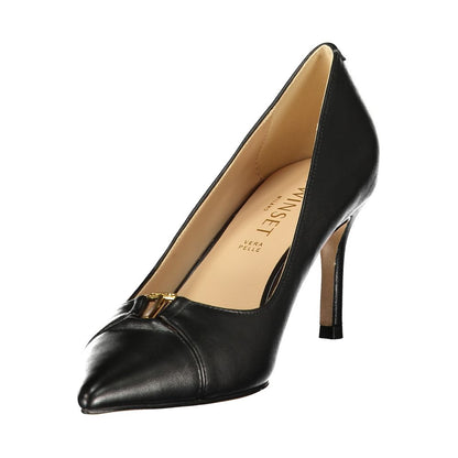 TWINSET Black Leather Women Classic Shoe