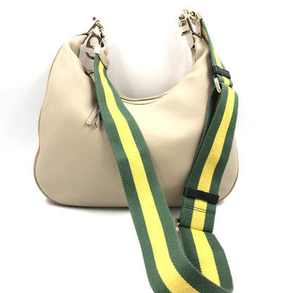 Gucci Aria Preloved Calfskin Web Large Attache Shoulder Bag in Beige - Exquisite Luxury