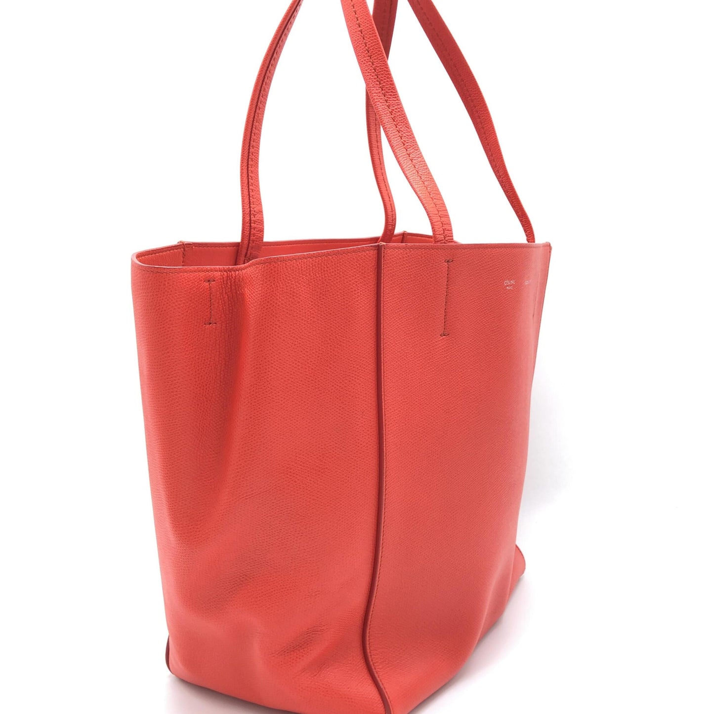 Celine Preloved Cabas Phantom Red Pebbled Leather Tote Bag - A Timeless Luxury Statement
