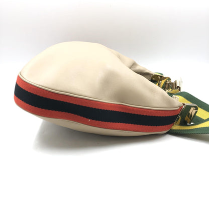 Gucci Aria Preloved Calfskin Web Large Attache Shoulder Bag in Beige - Exquisite Luxury