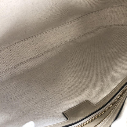 Gucci Aria Preloved Calfskin Web Large Attache Shoulder Bag in Beige - Exquisite Luxury