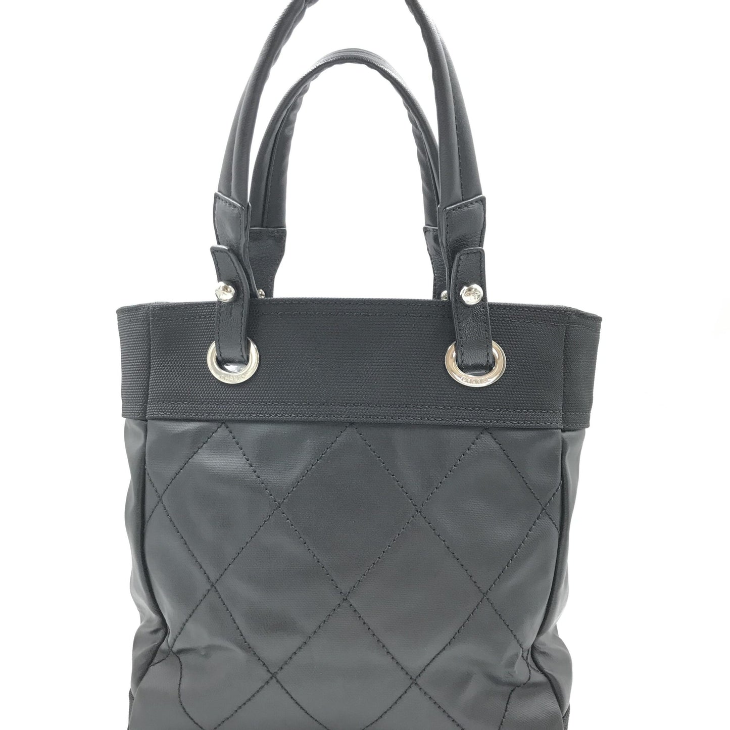 Chanel Preloved Black Canvas Paris-Biarritz Tote PM Handbag – Timeless Elegance in Immaculate Condition
