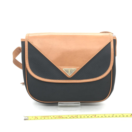 Yves Saint Laurent Preloved Monogram Envelope Chain Wallet in Black and Orange