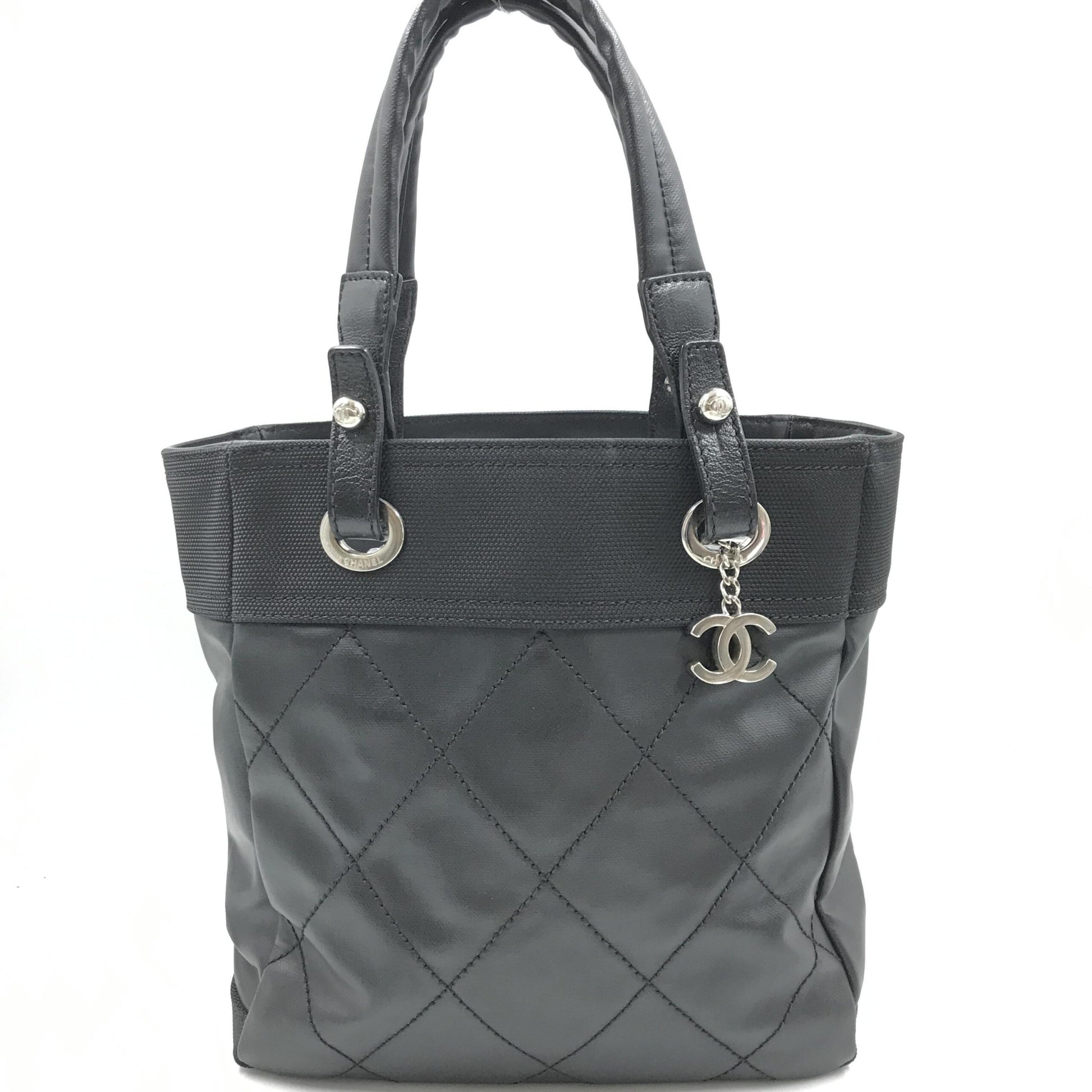 Chanel Preloved Black Canvas Paris-Biarritz Tote PM Handbag – Timeless Elegance in Immaculate Condition