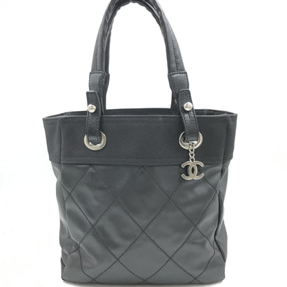 Chanel Preloved Black Canvas Paris-Biarritz Tote PM Handbag – Timeless Elegance in Immaculate Condition