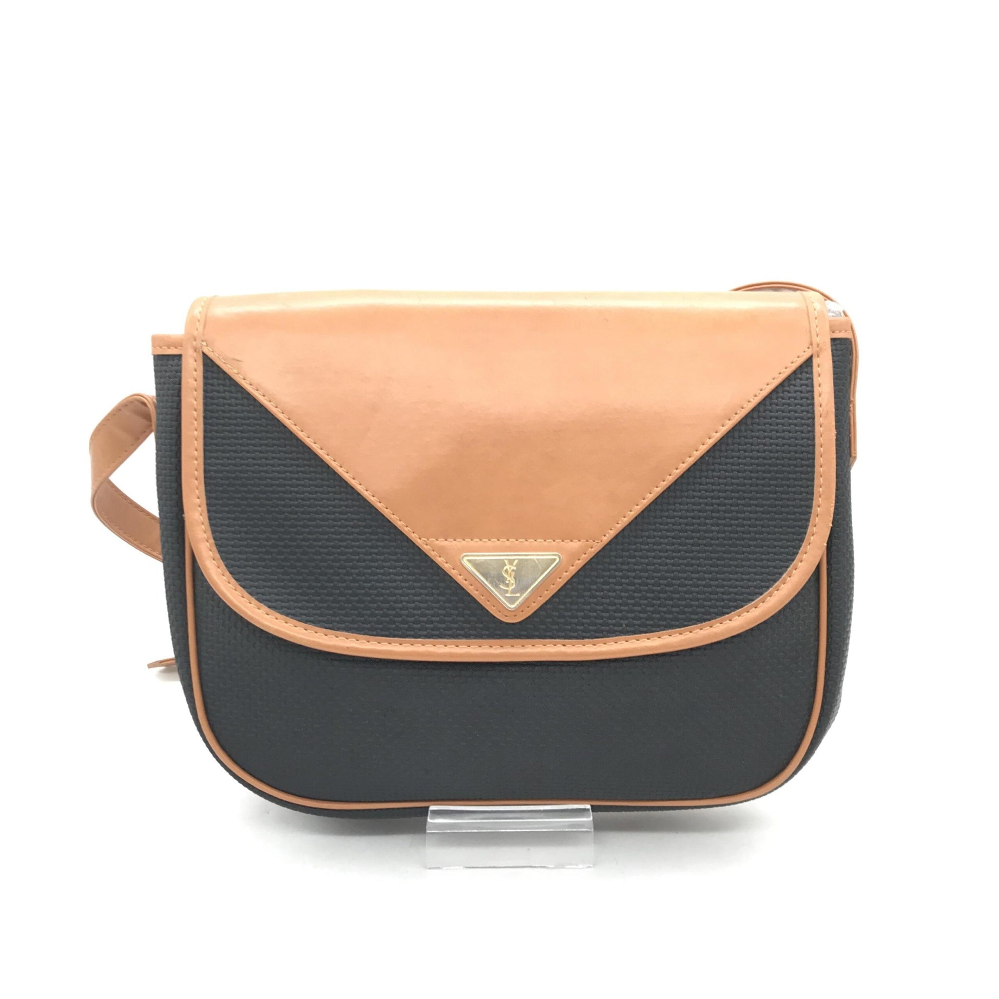 Yves Saint Laurent Preloved Monogram Envelope Chain Wallet in Black and Orange