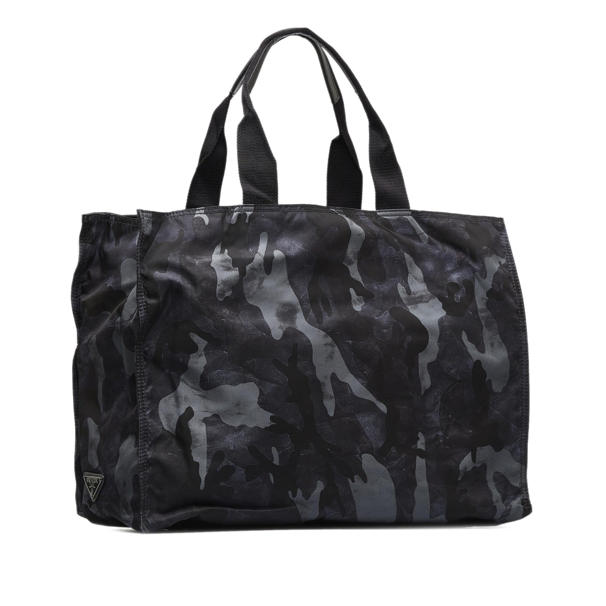 Prada Preloved Black Camouflage Tessuto Nylon Tote Bag - Luxury and Versatility Redefined