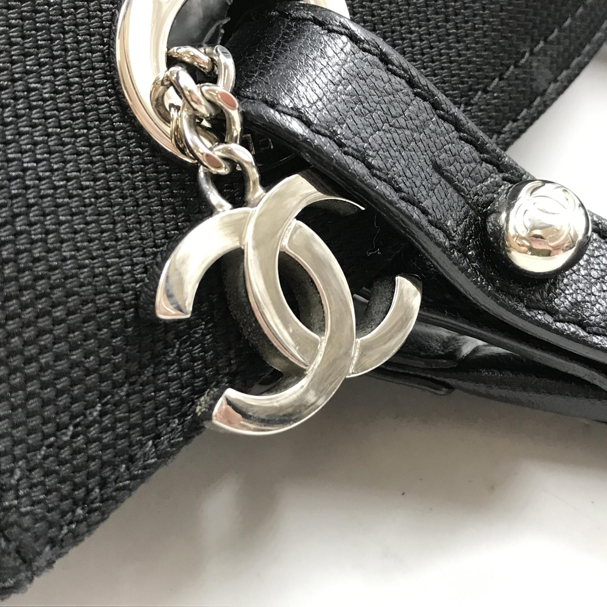 Chanel Preloved Black Canvas Paris-Biarritz Tote PM Handbag – Timeless Elegance in Immaculate Condition