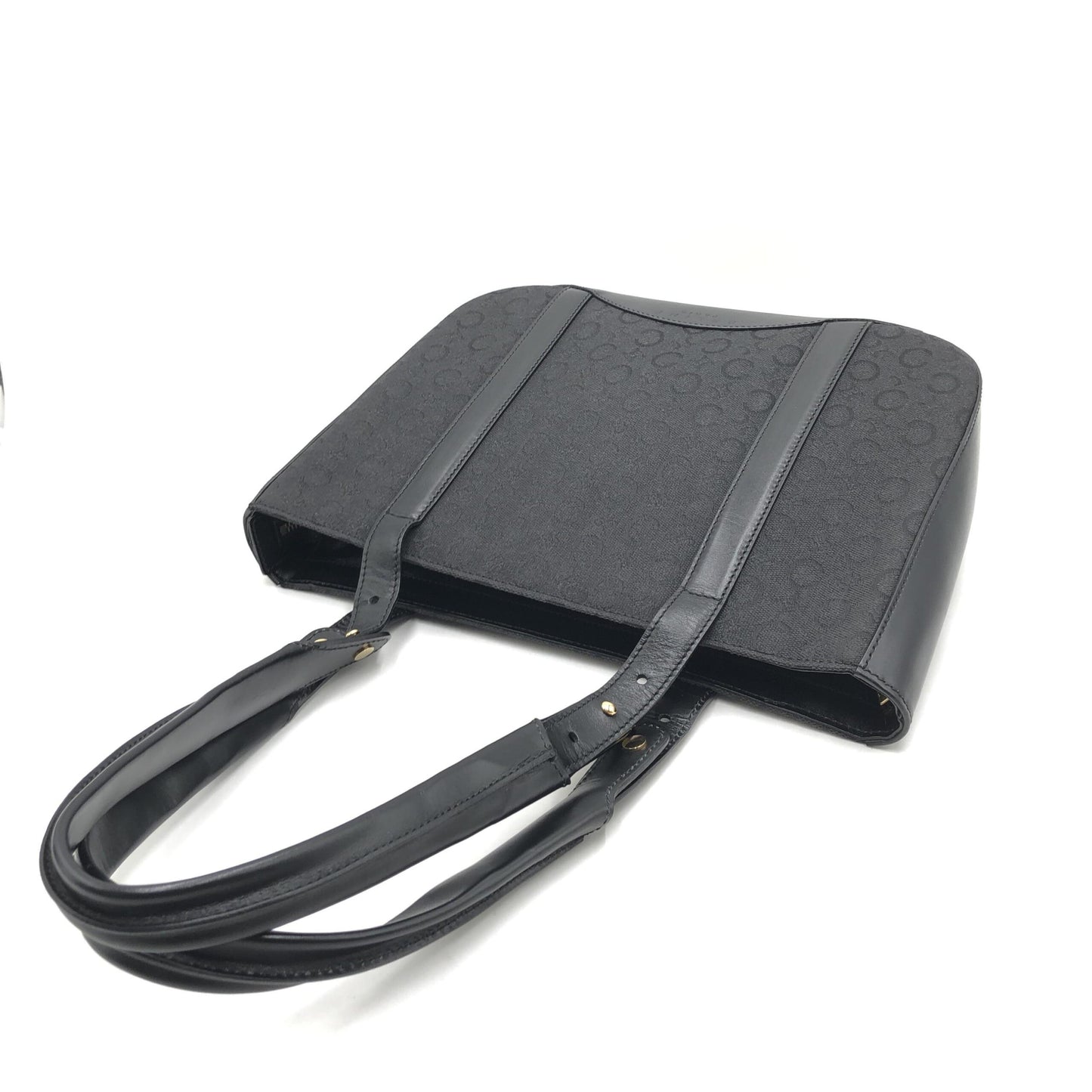 Celine Preloved Black C Macadam Canvas Tote Bag - A Timeless Luxury Essential