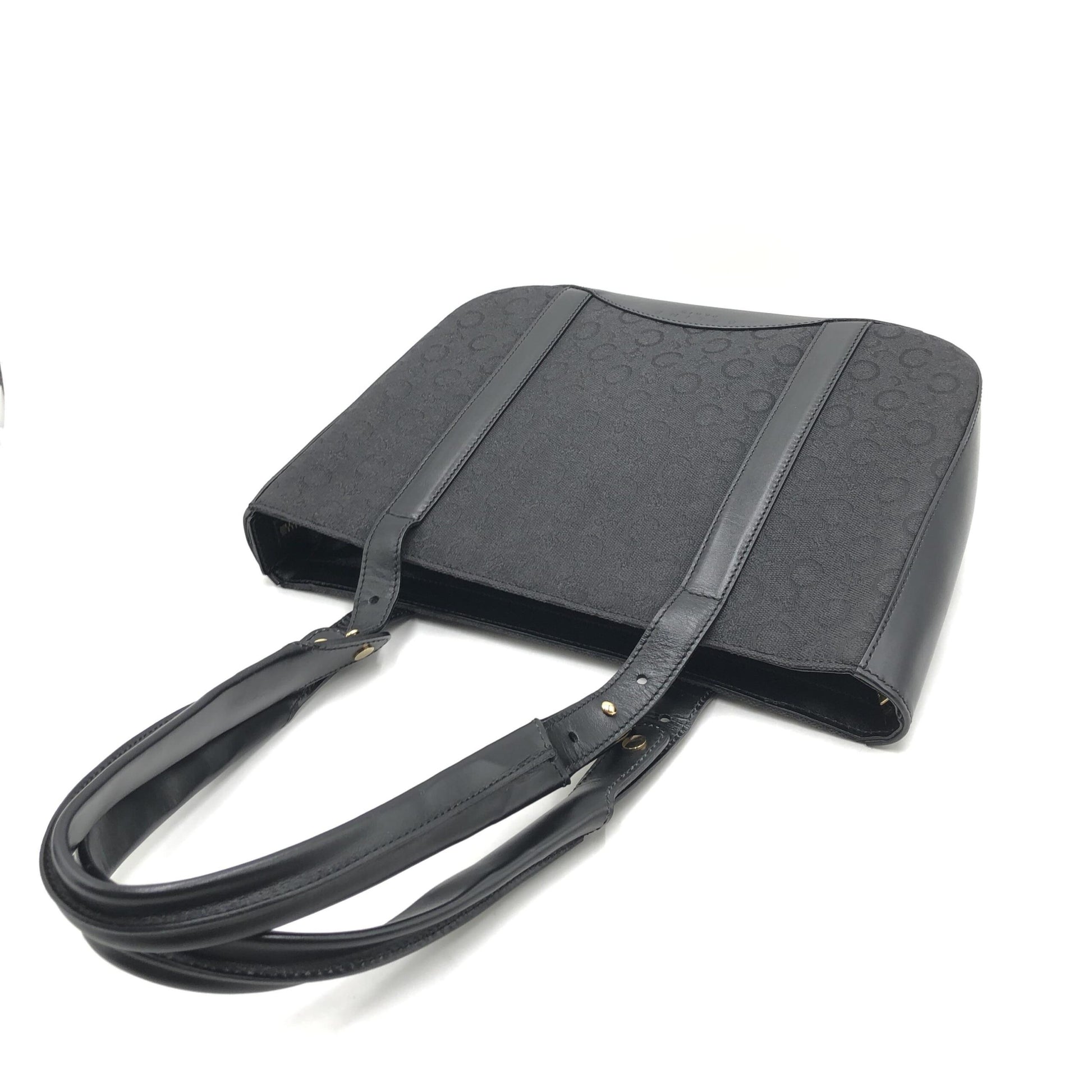 Celine Preloved Black C Macadam Canvas Tote Bag - A Timeless Luxury Essential