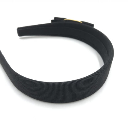 Salvatore Ferragamo Preloved Black Grosgrain Headband with Gold Hardware – Timeless Elegance in B+ Condition