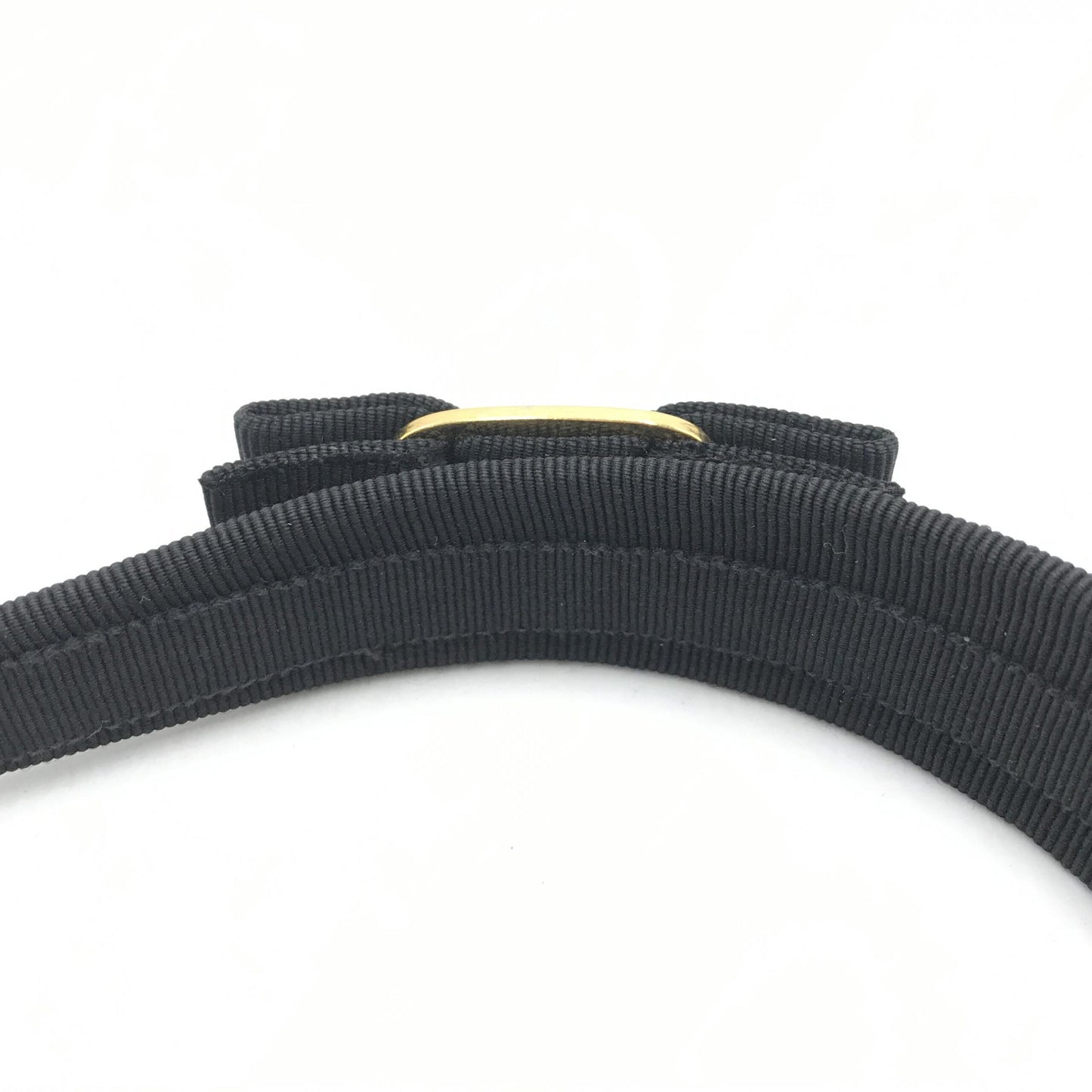 Salvatore Ferragamo Preloved Black Grosgrain Headband with Gold Hardware – Timeless Elegance in B+ Condition