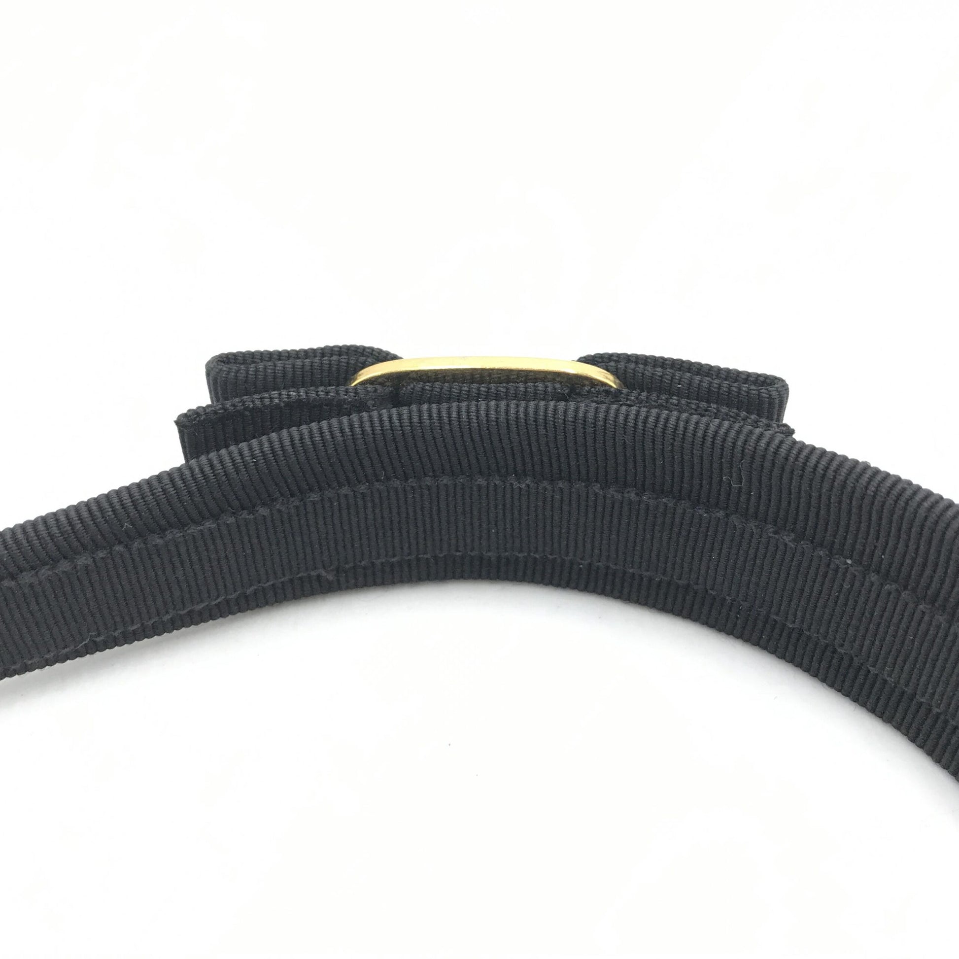 Salvatore Ferragamo Preloved Black Grosgrain Headband with Gold Hardware – Timeless Elegance in B+ Condition