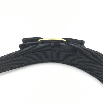 Salvatore Ferragamo Preloved Black Grosgrain Headband with Gold Hardware – Timeless Elegance in B+ Condition