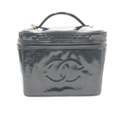 Chanel Preloved Black Patent Leather Vanity Case – Timeless Elegance in Very Good Condition