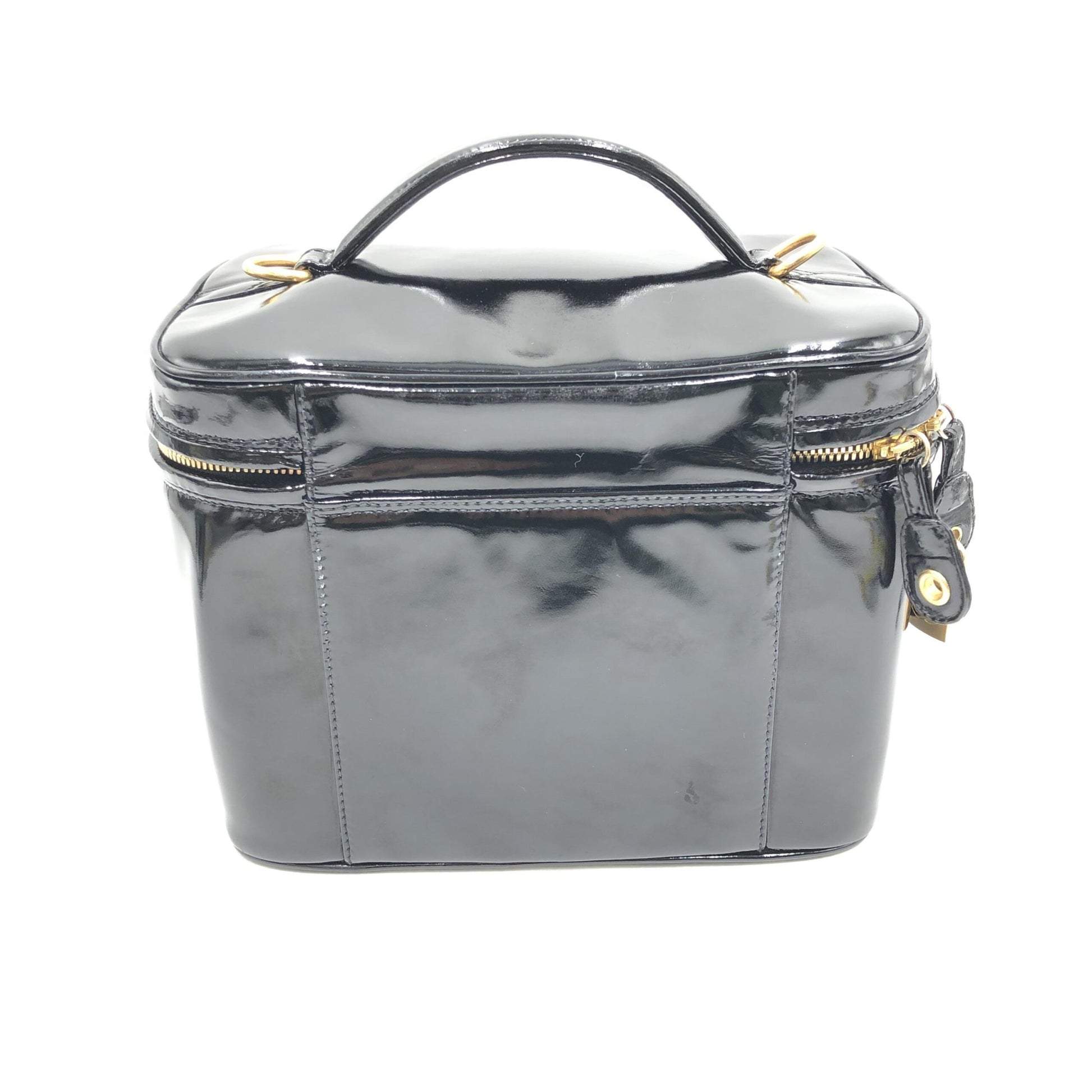 Chanel Preloved Black Patent Leather Vanity Case – Timeless Elegance in Very Good Condition