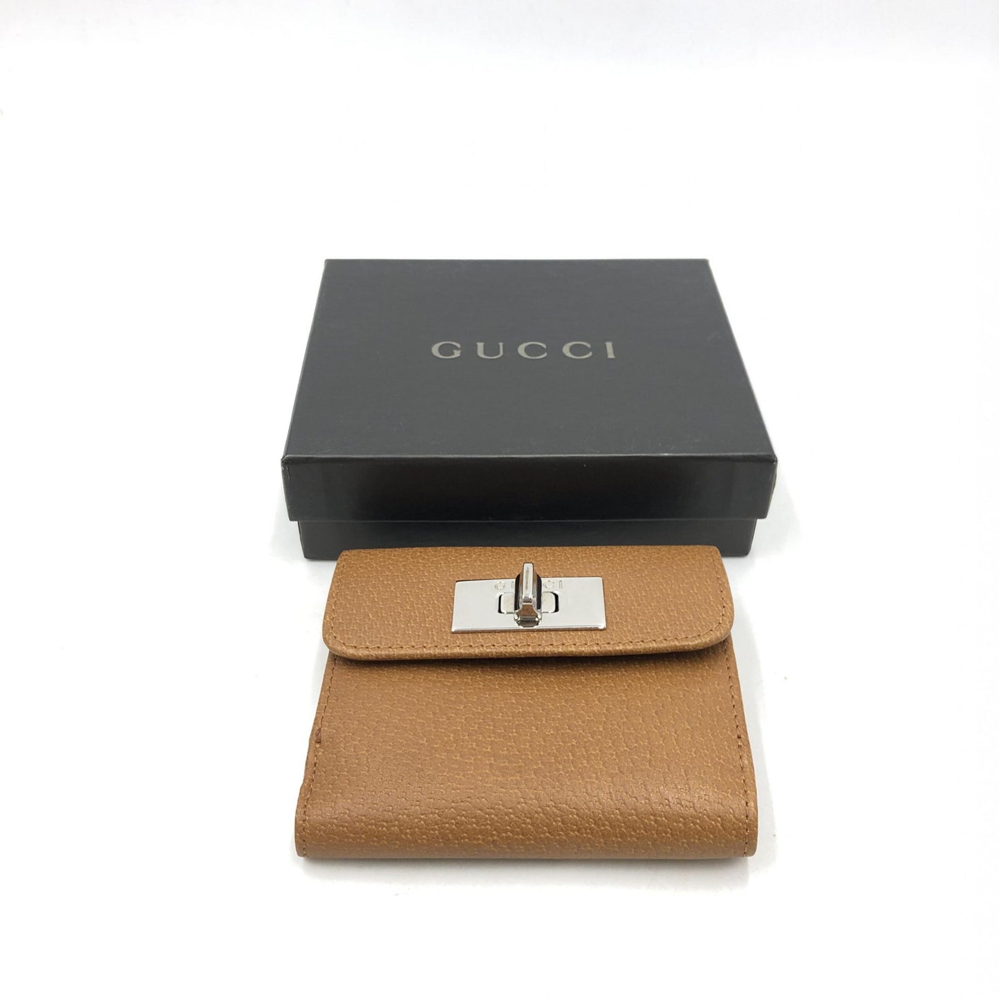 Gucci Preloved Brown Leather Wallet - Timeless Elegance with Turnlock Closure