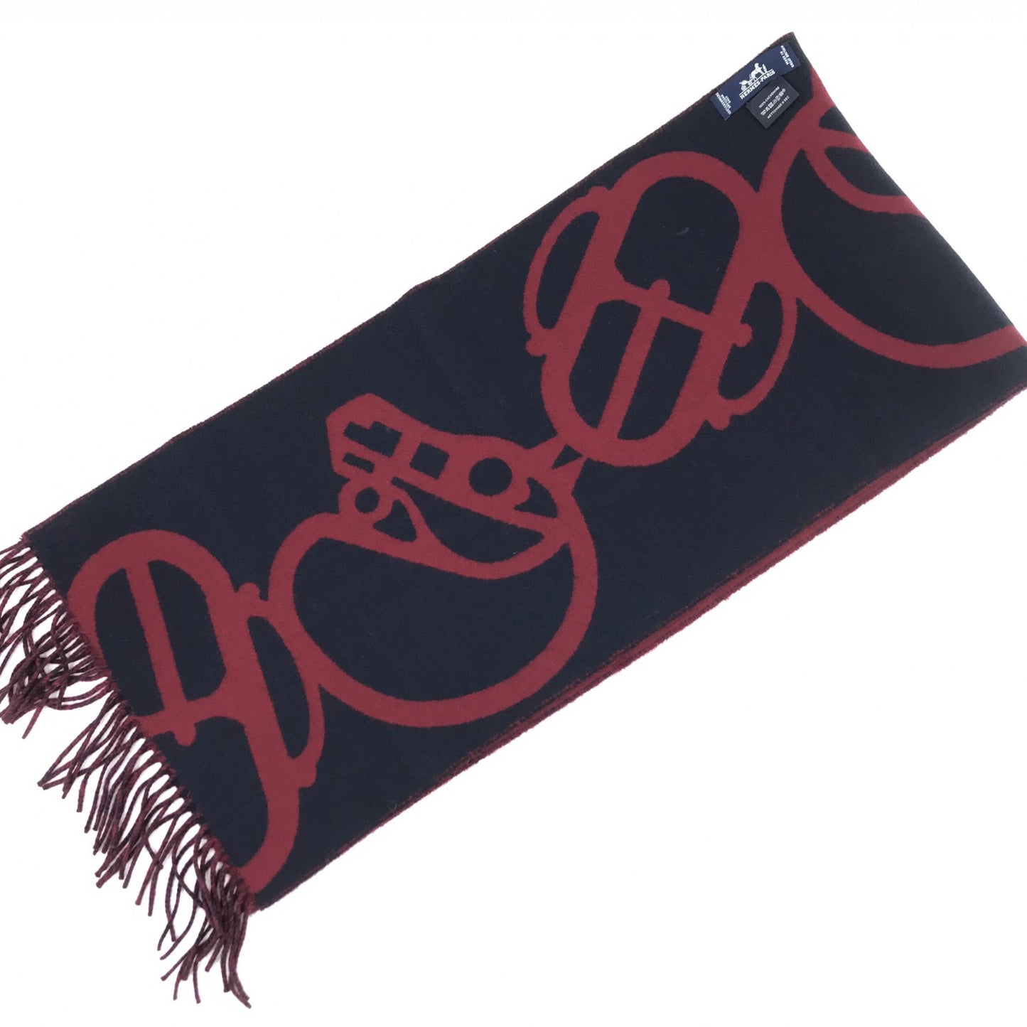 Hermès Preloved Cashmere Muffler in Pristine Burgundy Elegance