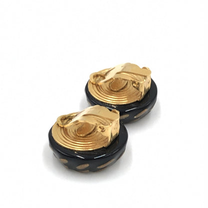 Chanel CC Button Clip-On Earrings - Preloved Elegance in Black, White, and Gold