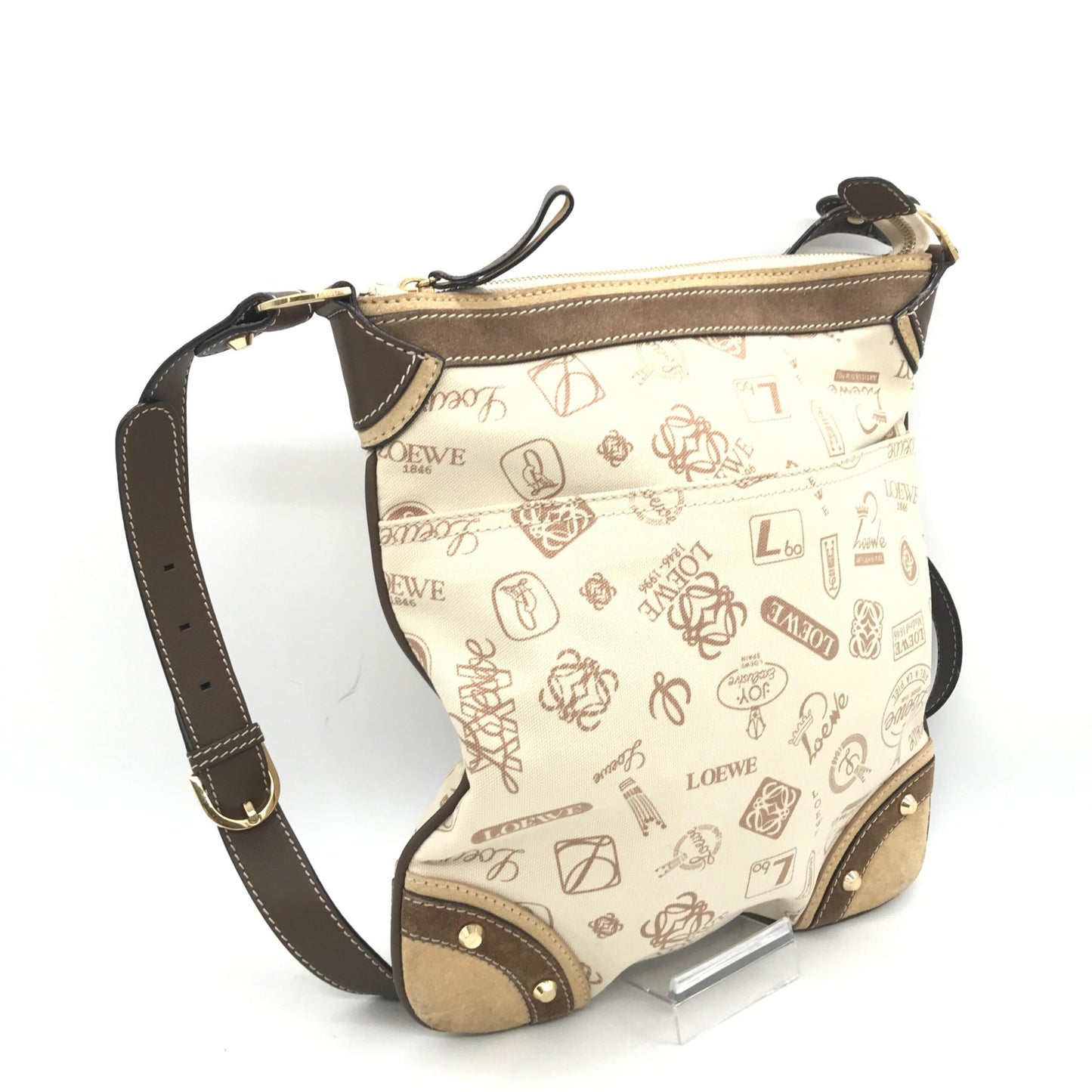 Loewe Preloved Crossbody Bag with Anniversary Logo in Elegant White and Beige
