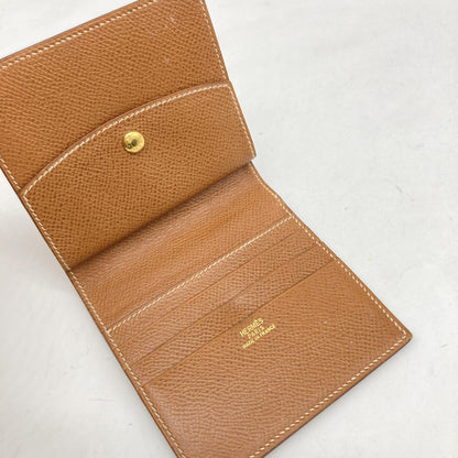 Hermès Preloved Compact Wallet in Brown Leather – Timeless Elegance with Character