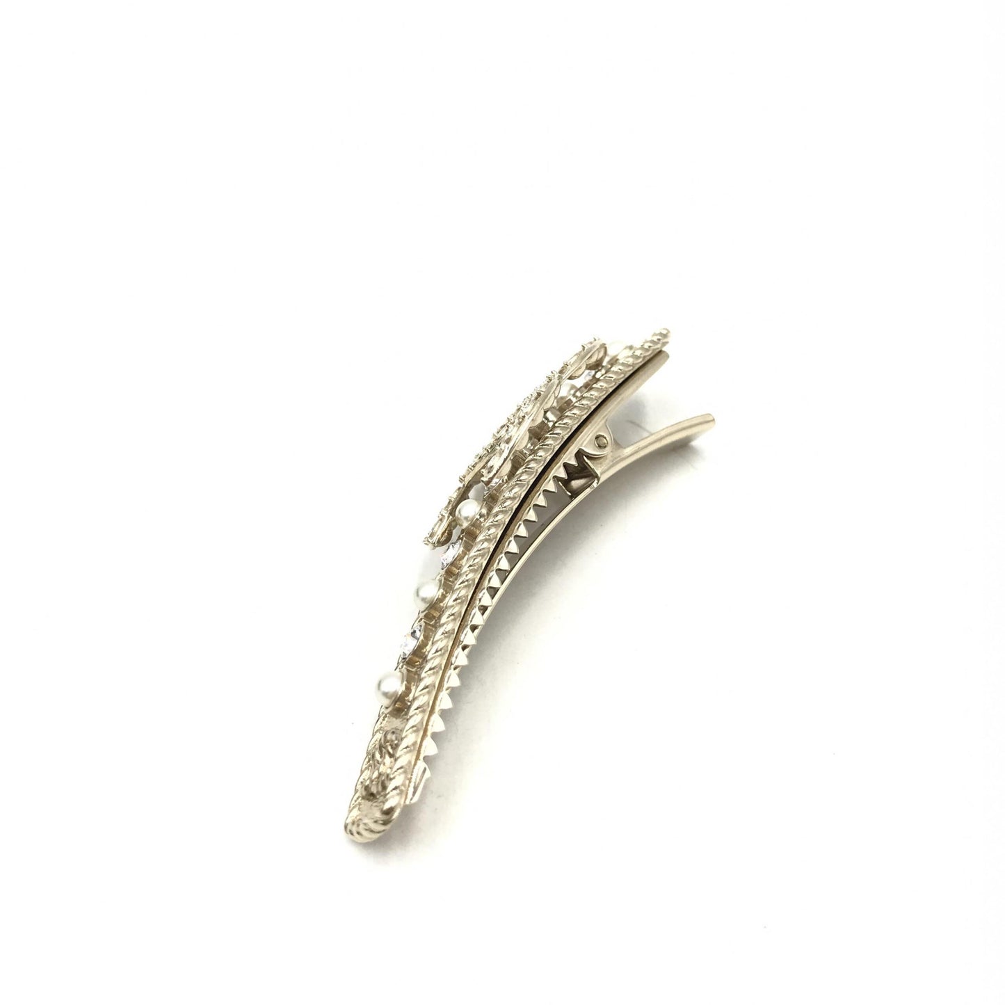 Chanel Preloved Crystal Pearl CC Hair Clip - Exquisite Luxury Accessory in Pristine Condition