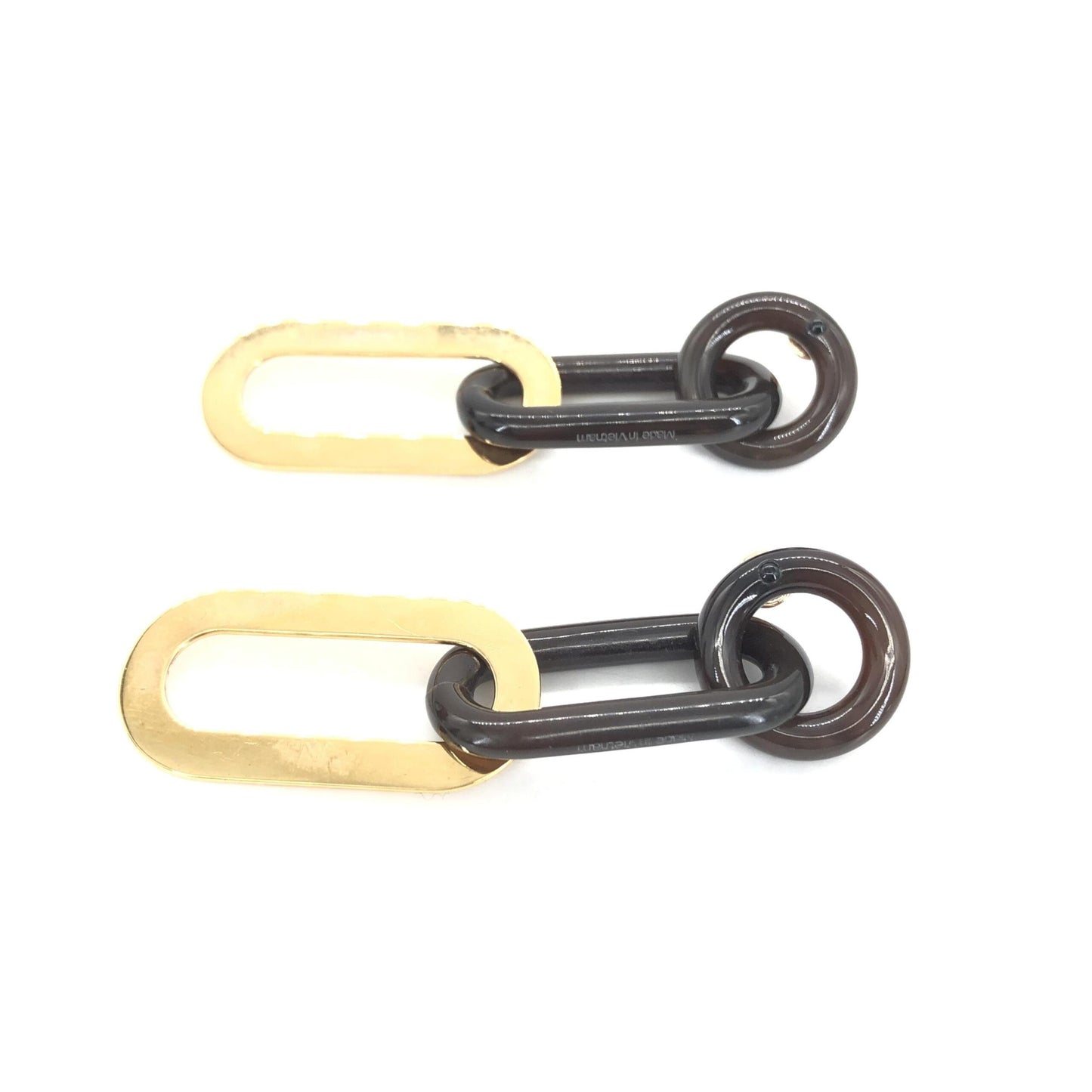 Hermès Preloved Gold Plated and Black Chain Link Earrings – Timeless Elegance Redefined